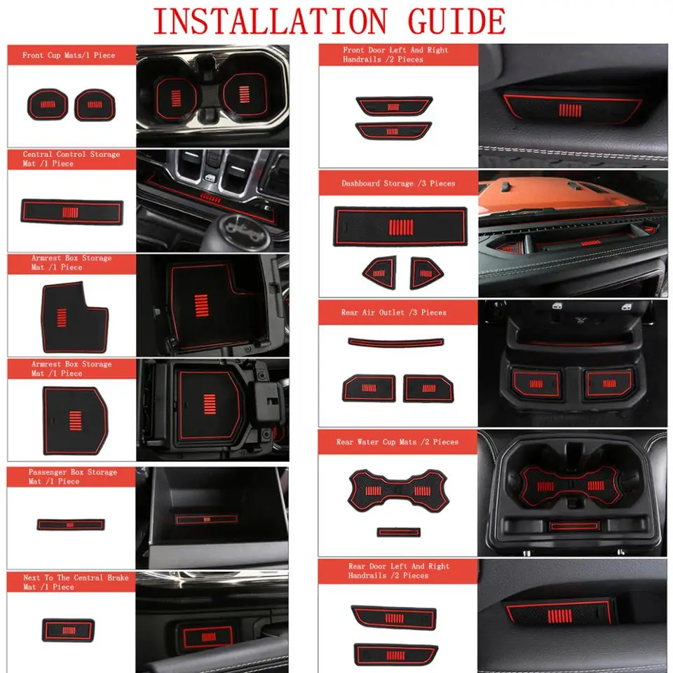 Nicebee 7pcs//Set ABS Interior Door Handle Decoration Center Control Panel Trim Cover Stickers for Jeep Grand Cherokee 2011+ Red