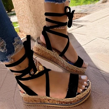 

Woman Sandals Ladies Snakeskin Open Toe Serpentine Ankle Strap Platform Shoes Woman Fashion Casual Sandals Female Summer 2020