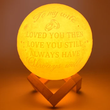 

Photo Custom Personality 3D Print Moon Lamp Color Change Lunar USB Rechargeable Nightlight Touch/Remote 2/16 Colors Moonlight