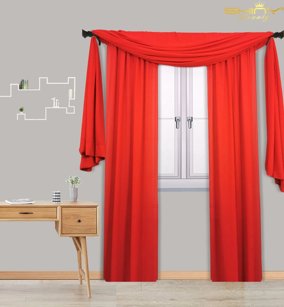 Красный Тюль фон занавеска 59 ''x 84'' 2 панели вуаль прозрачная занавеска s Тюль шифон фон для Рождества Party-M1007