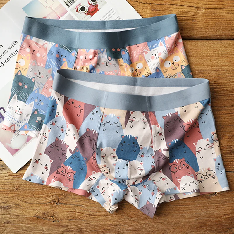 Мужские Бесшовные трусы-боксеры из модала и хлопка с принтом | Мужская одежда