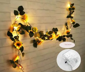 

20 LED Silver String Fairy Warm White Lights with Sunflowers and Timer Function