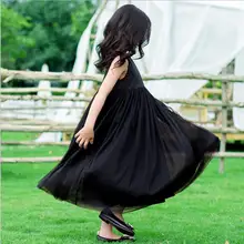 Летнее платье для девочек черные и красные платья для девочек-подростков модная одежда принцессы в Корейском стиле детские платья-майки одежда для больших девочек 6, 8, 10, 12 лет