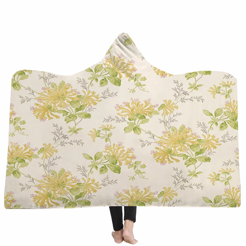 Pattern 6 WHQ современные цветы с капюшоном Одеяло зимнее теплое покрывало мягкая Коралловая флисовая ткань толстое Joyous Cobija Cobertor с капюшоном Одеяло - Цвет: Pattern 6