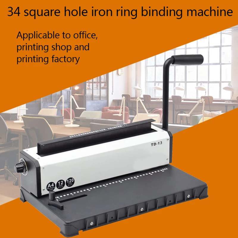 34 Hole Punching Machine Iron Ring Square Hole Binding Machine Labor Saving and Convenient Application A4 Paper 