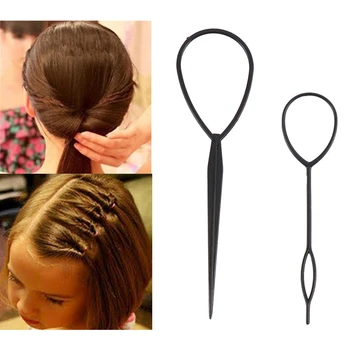

4PCS/Set Hair Tools Ponytail Creator Plastic Loop Popular Hair Styling Tools Black Topsy Tail Clip Hair Braid Maker Salon