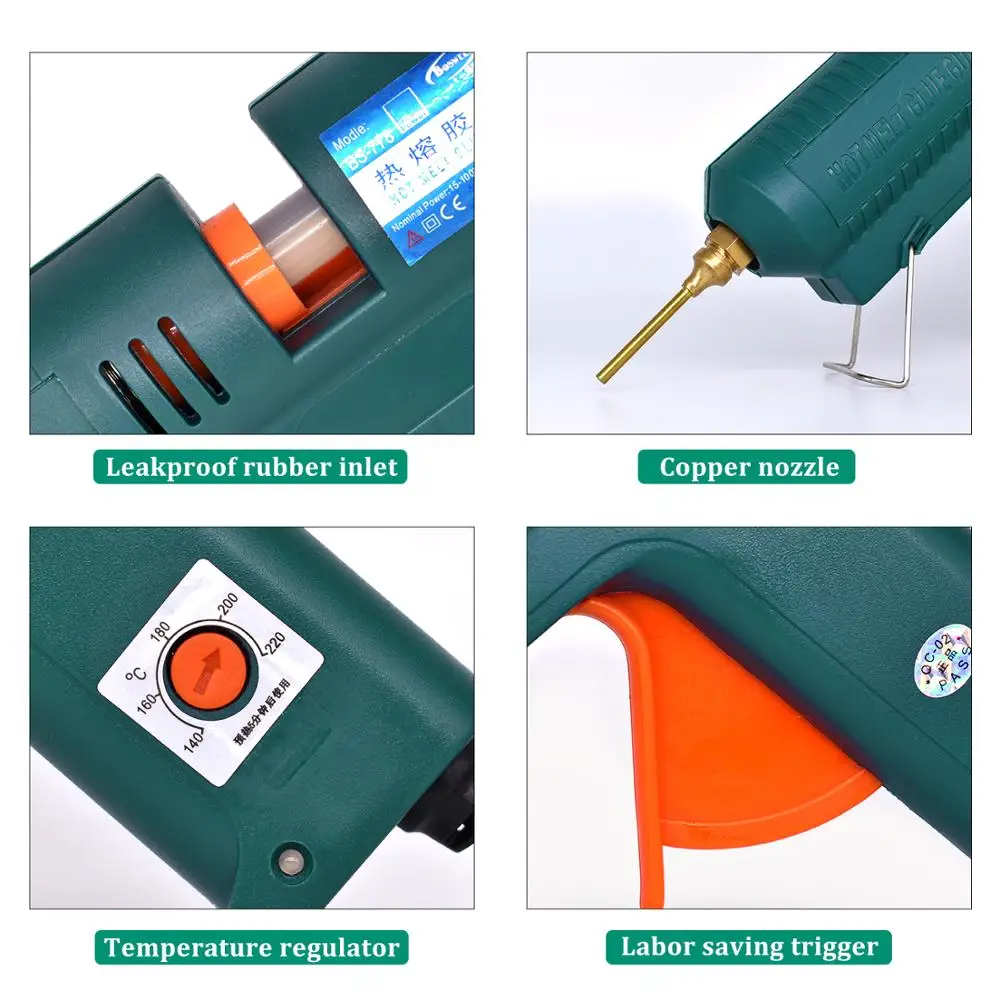 Hot Glue Gun 150W with 6 Copper Nozzle Temperature Adjustable Craft Repair Tool Professional Glue Gun DIY Thermo Tool Luxury Set