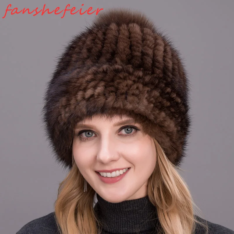 2019 горячая Распродажа ЭАЛ мех норки плотно сплетенная Толстая шляпа шапка для