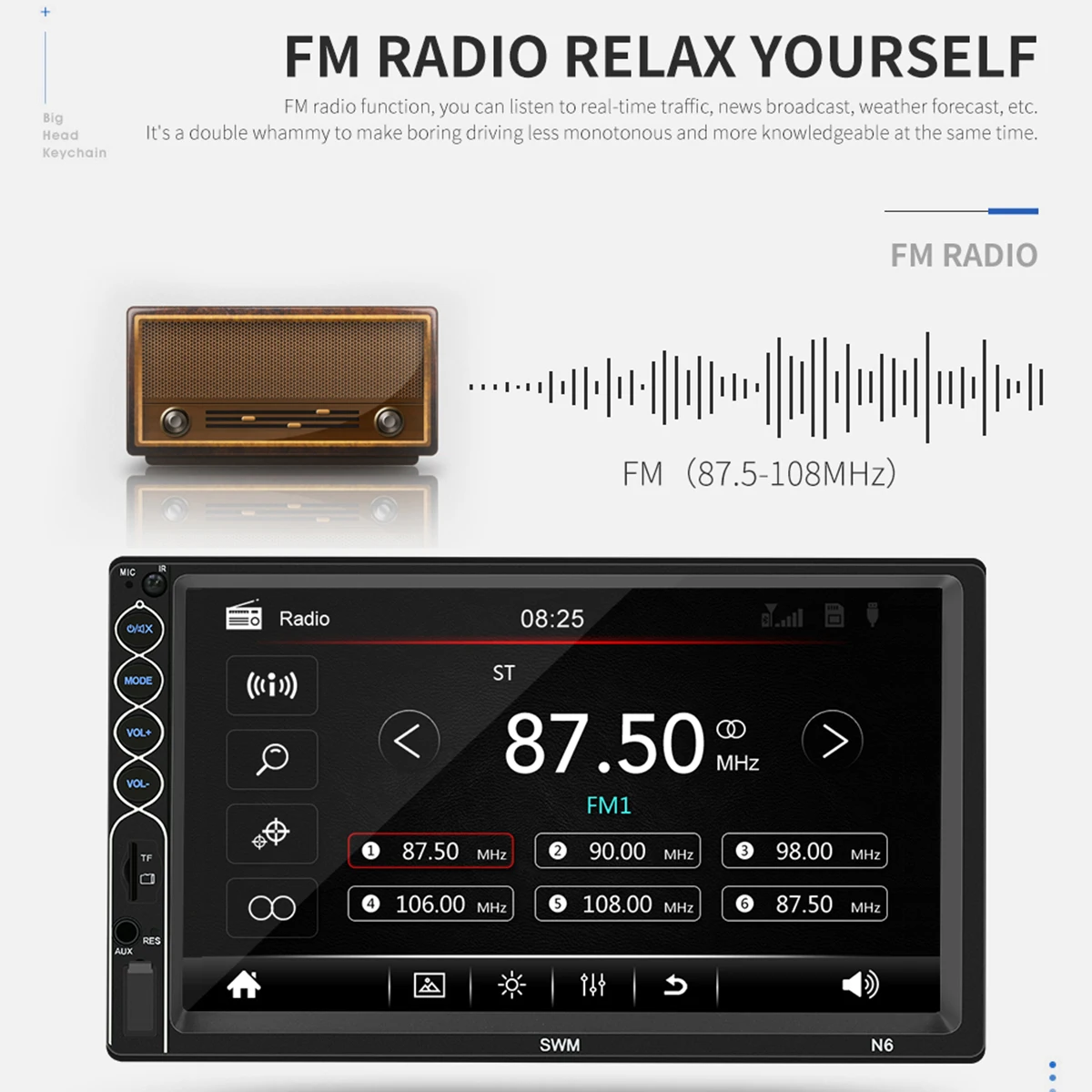 N6 7 дюймов 2 Din HD Автомобильный fm-радио с USB выходным портом Bluetooth MP5 плеер сенсорный экран Аудио Видео плеер с пультом дистанционного управления