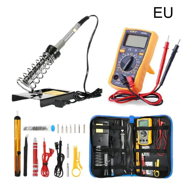 

Soldering Iron Kit Adjustable Temperature 200-240V 60W LCD Display Multimeter