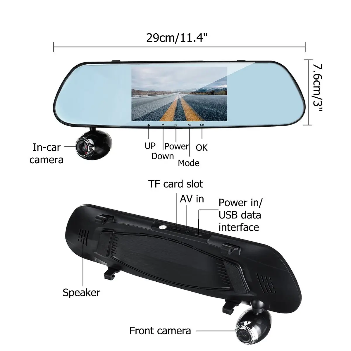 Автомобильный видеорегистратор 5 дюймов потоковое зеркало заднего вида с сенсорным экраном ночного видения 1080P видеорегистратор Автомобильный регистратор Dashcam