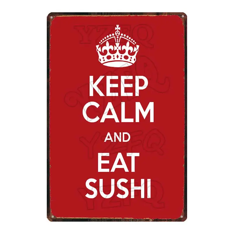 Keep Calm And Eat суши Япония путешествия город табличка металлическая винтажная жестяная вывеска настенный Бар Ресторан домашний магазин декор 30X20 см DU-6120A