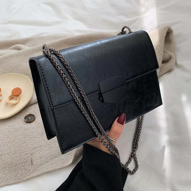 

Retro Fashion Female Square Crossbody Bag 2020 New Quality PU Leather Women's Designer Handbag Lock Chain Shoulder Messenger Bag