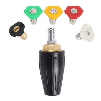 

3600Psi Pressure Washer Turbo Nozzle Spray Tip 360° Rotating 1/4inch Quick Connect with 5 Spray Nozzle Tips Kit Multiple Degrees