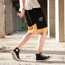 GUYI Лоскутные карманы Карго шорты мужские до колена шнурок спортивные шорты мужские модные повседневные Хип-хоп шорты в уличном стиле
