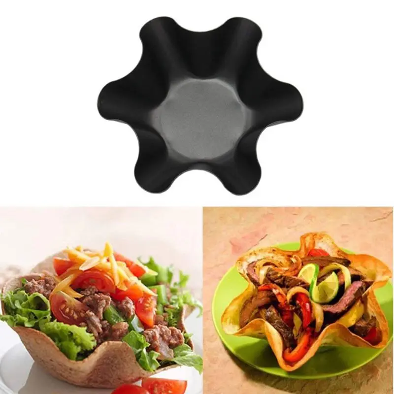 Большой антипригарный рифленый тортилья оболочки кастрюли Taco салатницы производители, антипригарная углеродистая сталь, набор из 4 хлебопечек Tostada