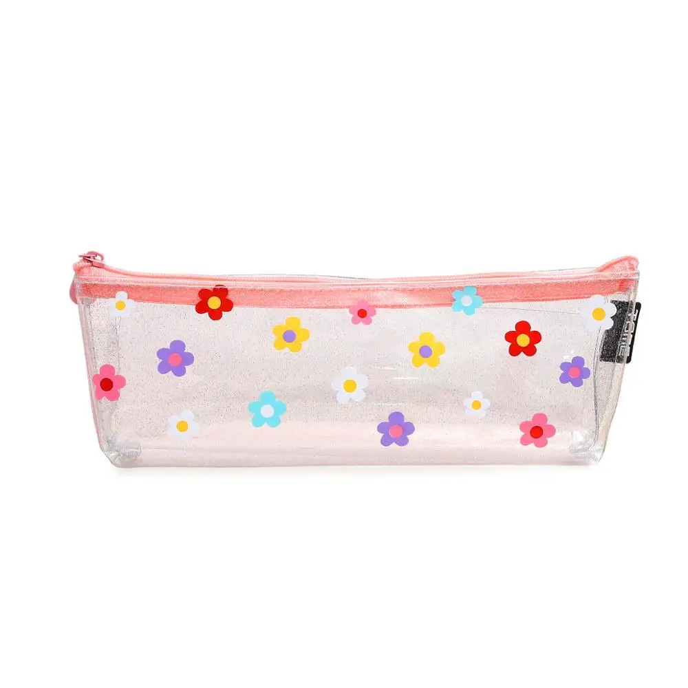 JIANWU 1 шт. Kawaii flower Карандаш Чехол Треугольники из прозрачного ПВХ с высокой пропускной способностью карандашей, пенал милый Карандаш Чехол школьные принадлежности - Цвет: hongse xiaohua