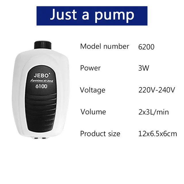 6200 double Outlet JEBO низкий децибел аквариумный воздушный насос Регулируемый воздушный объем воздушный компрессор кислородный воздушный насос один и двойной выход 220-240 В - Цвет: 6200 double Outlet