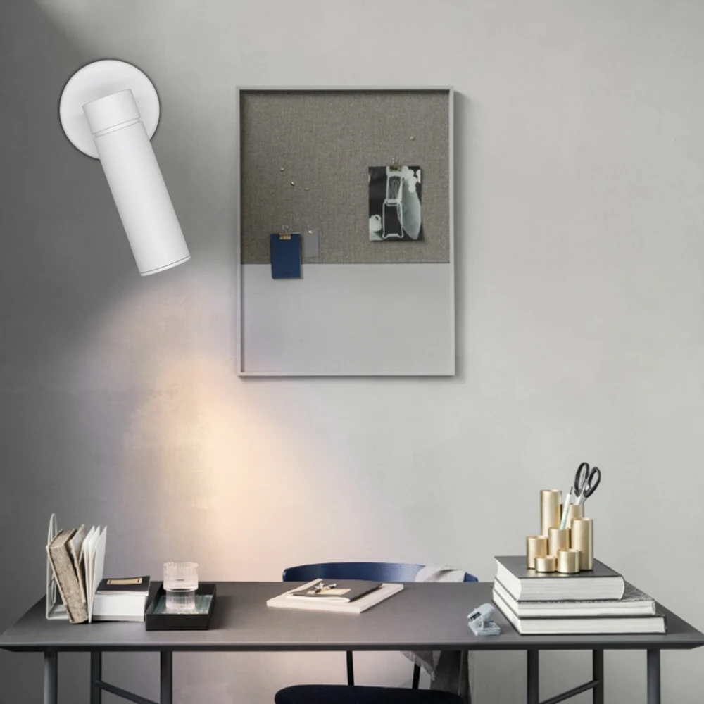 

Modern Embedded Rotating Head LED Wall Lamps Hotel Clothing Store Bedside Light Study Reading Light White Chrome Sconce light