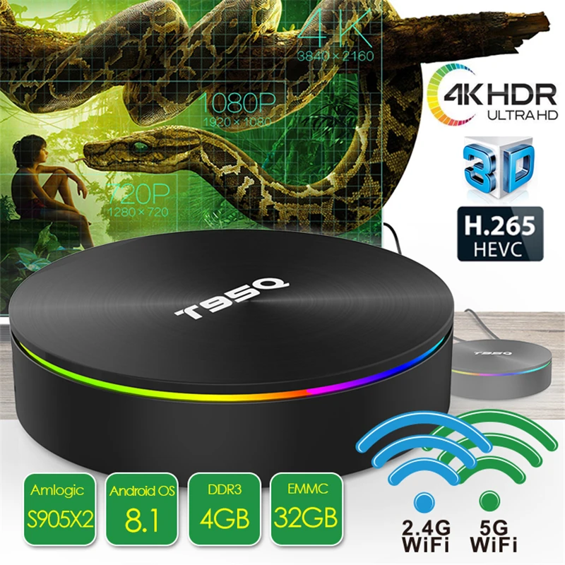 ILEPO 4 Гб 64 Гб T95Q Android 8,1 ТВ приставка Amlogic S905X2 2,4/5G Dual WiFi 1000M LAN BT4.1 H.265 4K Smart медиаплеер
