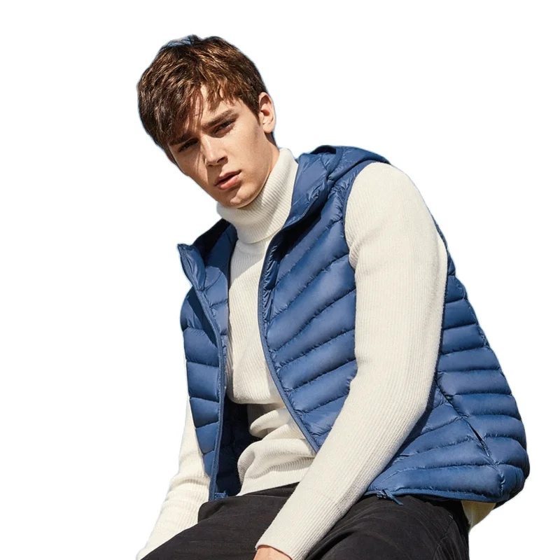 SEMIR Мужской легкий пуховый жилет с капюшоном на молнии карманом