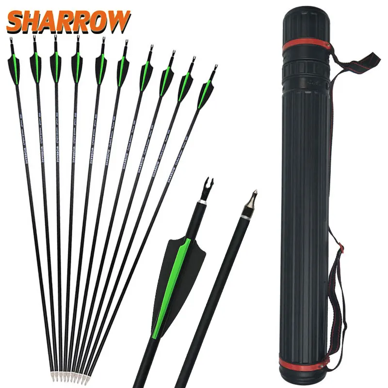 12pcs 30.5inch Spine 500 Arrows Mixed Carbon Fiber Arrows Suitable
