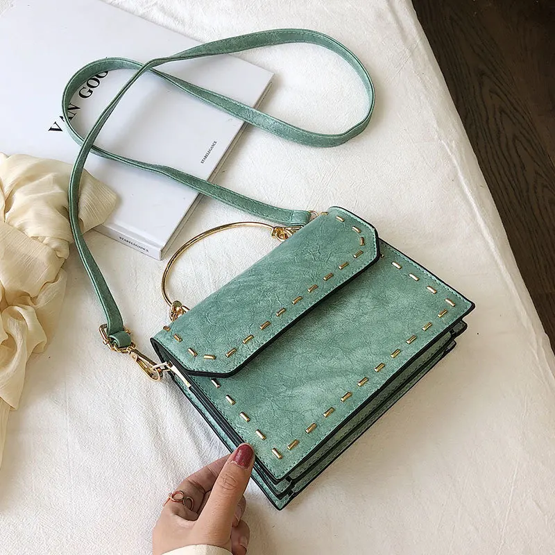 

2020 Fashion PU leather Rivets Women Crossbody Bags Vintage Handbags Ladies Shoulder Messenger Bags Totes Clutches Female Purse