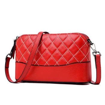 

2019 Fashion Women's Bag New Soft Leather Oblique Satchel Genuine Leather Cowhide One Shoulder Bag Mother Small Bag Handbag