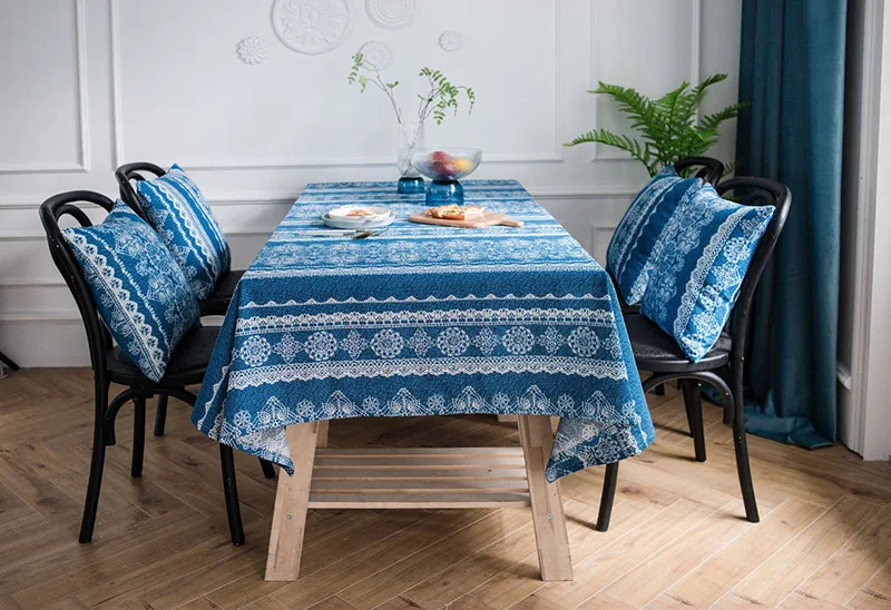 JUSTCHIC американский кантри ковбой синий цвет скатерть хлопок и лен печатных скатерти для пикника фоновая ткань
