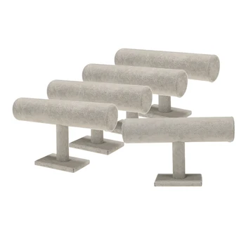 

5x Velvet T-bar Watch Bracelet Organizer Table Top Display Stand Shelf