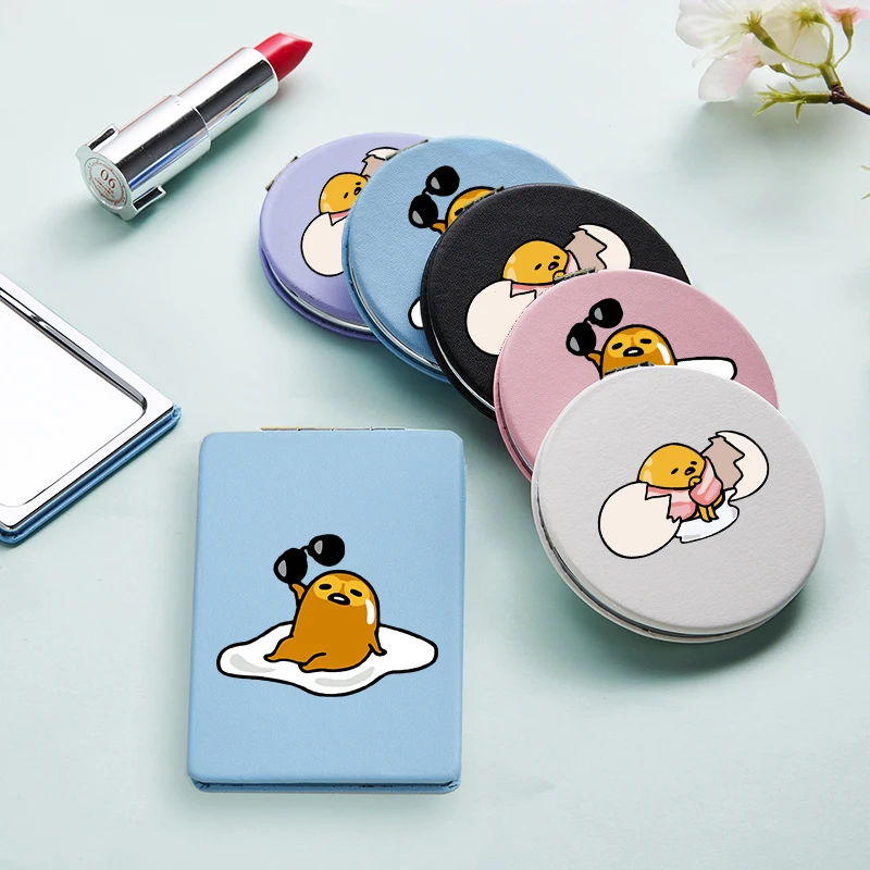 

Cartoon Cute Egg Folding Makeup Mirrors with Double Side for Girls Magnifying PU Portable Compact Pocket Cosmetic Vanity Mirror