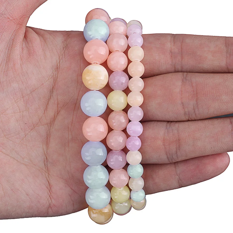 Natural Stone Morganite Color Chalcedony Beads Round Loose Beads 6mm 8mm 10mm For DIY Necklace Bracelet Jewelry Making