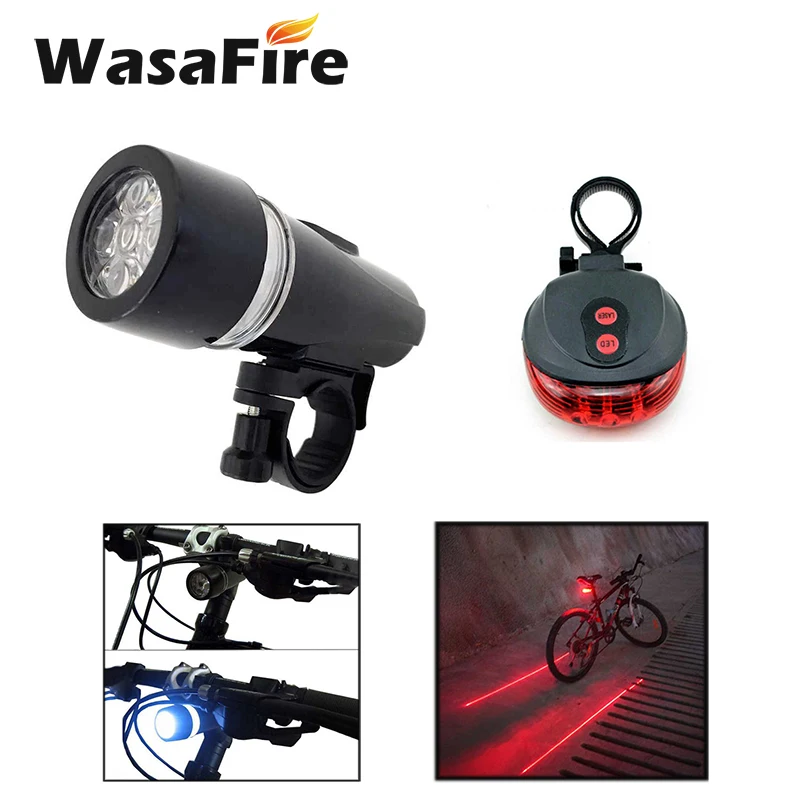 WasaFire 5 Led передняя фара для велосипеда Водонепроницаемая задняя фара для горного велосипеда фонарик для езды на велосипеде с лазером Tailight