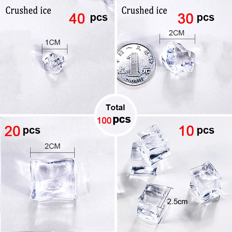 Mixing Ice 100 шт/Партия искусственный лед блок гранулированная фотография съемки реквизиты фотосессии аксессуары для фона украшение для фруктовое пиво напиток - Цвет: Mixing Ice