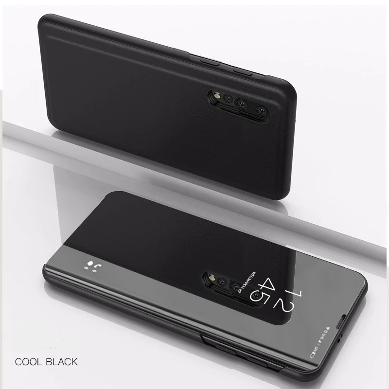 Роскошный стоящие вид Smart mi rror флип-чехол для телефона для Xiaomi mi CC9E 9T 8 8X6 6X5 5X 5C A1 A2 8 9 SE Lite mi x 3 Note 3 чехол - Цвет: Black