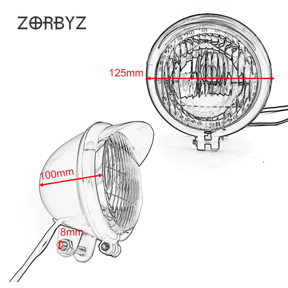 ZORBYZ мотоцикл 5 ''хром/черный светодиодный проходящий точечный свет