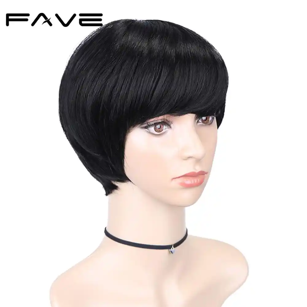 Fave Korotkie Pariki Parik Iz Brazilskih Volos Remy Naturalnye Chernye Pariki S Chelkoj Milye Korotkie Pariki Dlya Prichesok Dlya Chernyh Zhenshin Aliexpress