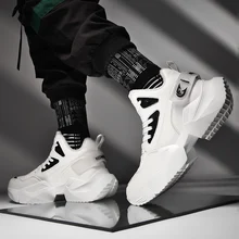 Ins/Новинка года; Мужская обувь; кроссовки на толстой подошве, визуально увеличивающие рост; Корейская обувь с высоким берцем; Всесезонная обувь; dad sh