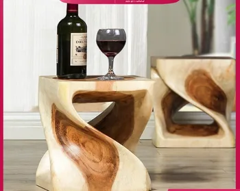 

Square stool, curved wooden stool, simple household wooden stool, Thai stool, fashionable and creative solid wood living room do
