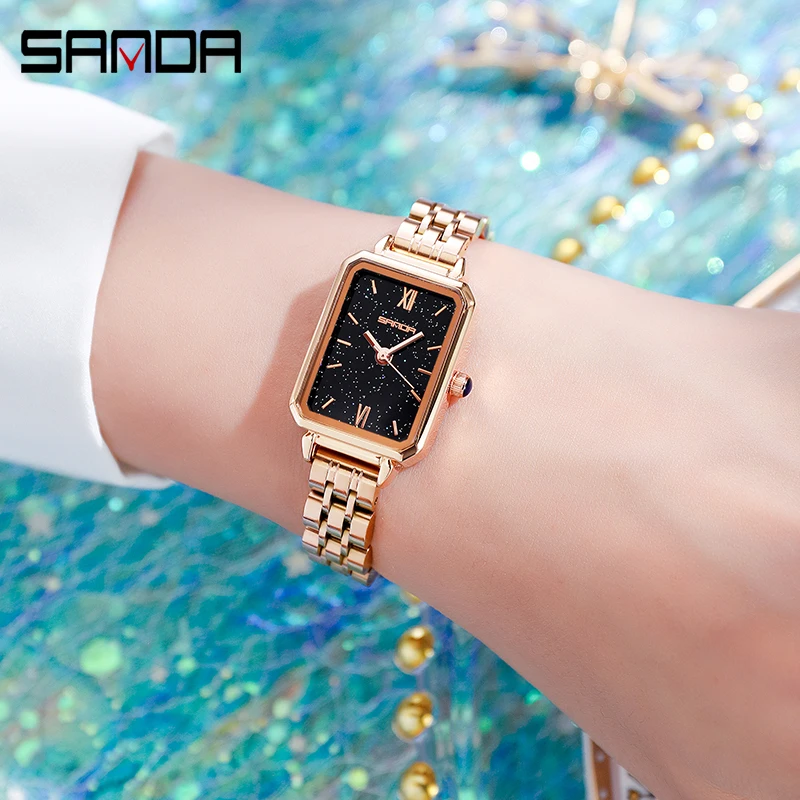 Sanda Retro Watch New Starry Sky Women's Watches Small Steel Dial Waterproof Quartz Wristwatch Fashionble Casual Outdoor Watch