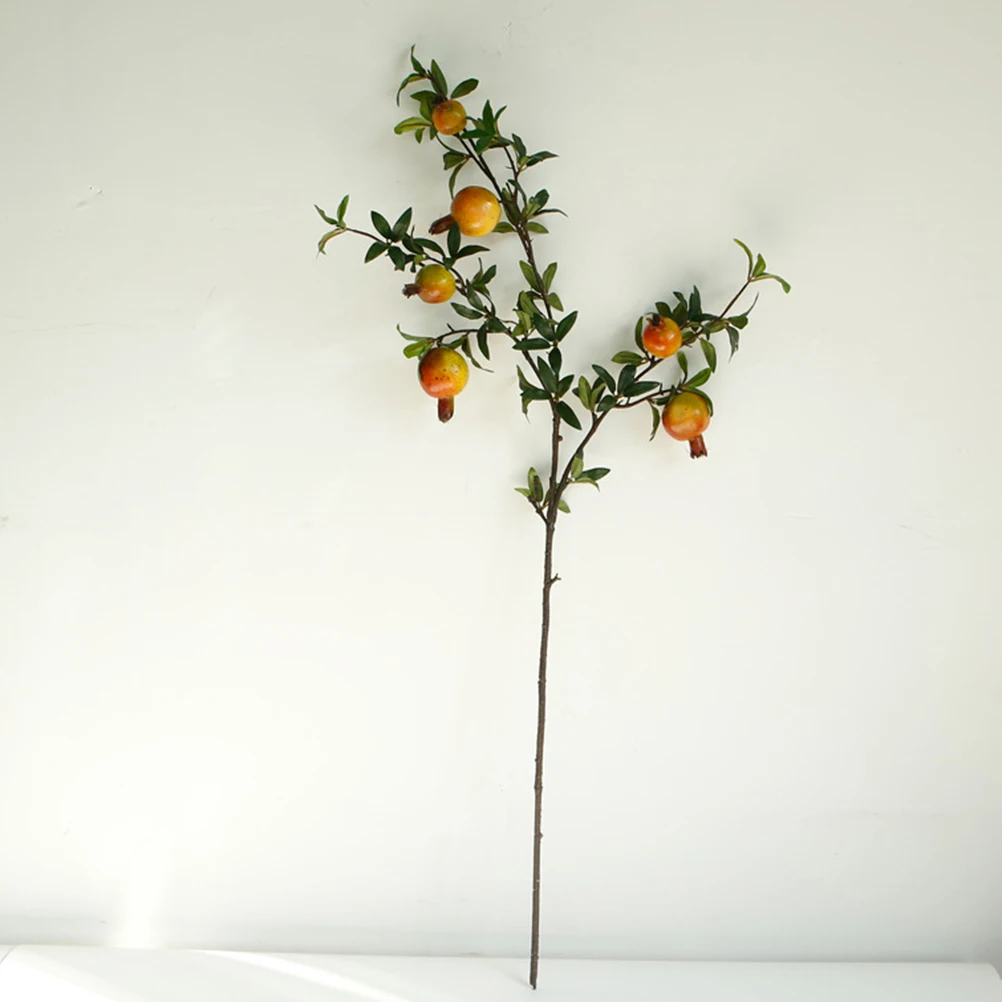 1Pc Lifelike Decorative Delicate Artificial Pomegranate Flower Simulation Flower Berries Fake Green Plant for Office Home Dorm