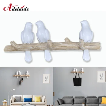 

Resin Birds Hanger Wall Ornament Home Accessories Living Room kitchen for key Coat Clothes Towel Hooks Hat Handbag Holder
