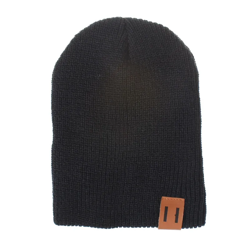 Зимняя теплая вязаная шапка, модные детские шапки, повседневная одноцветная шапка для женщин и мужчин, шерстяной берет, женские аксессуары для волос - Цвет: 9 Black