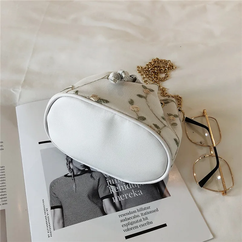 

Small Bag Women's 2019 Summer New Style Fashion Korean-style Versatile Shoulder Bag Chain Shoulder Hipster Embroidery Bucket Bag