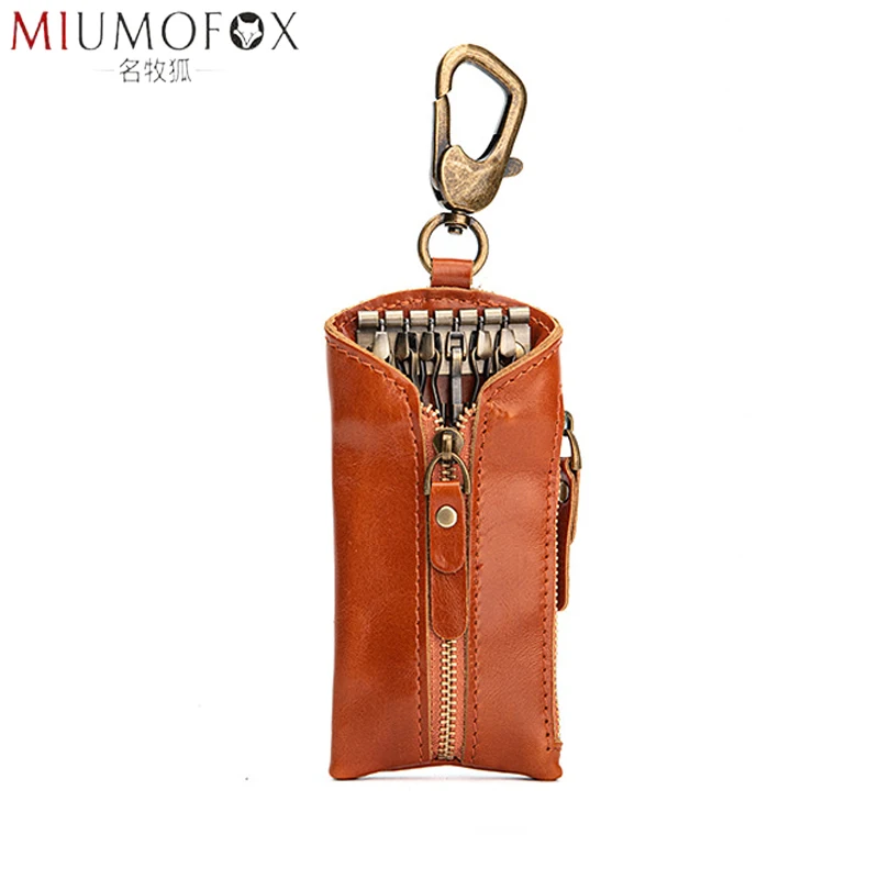 

Genuine Leather Men Key Wallet Male Car Key Holder Keys Organizer Housekeeper Wallets Key Case Bag Zip Coin Pouch Waist Hanged