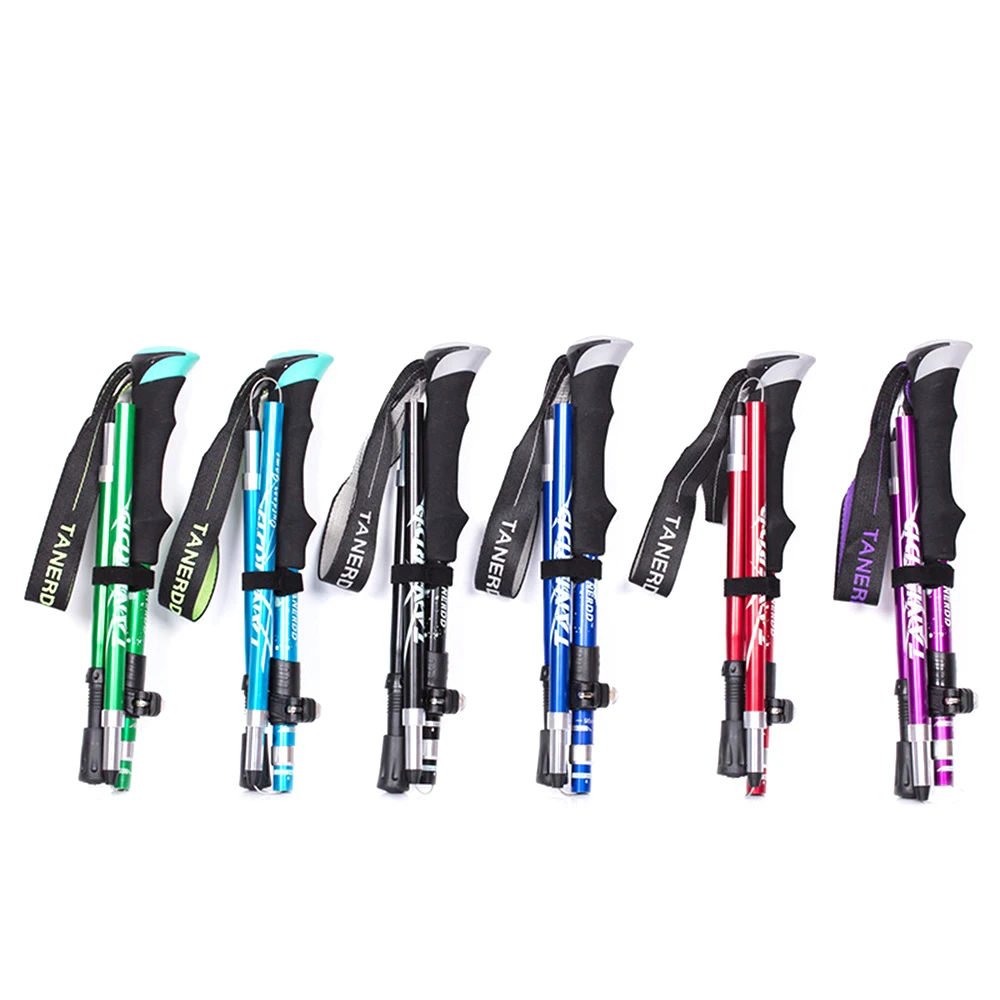 Anti Shock Walking Stick Hiking Trekking Trail Ultralight 4-section Adjustable Canes Aluminum Alloy Folding Cane Walking Sticks 6