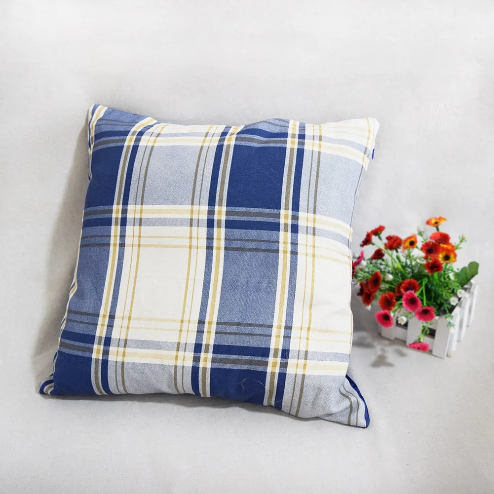 

Retro Fashion Square Pillowcases Grid Cotton Pillow Case European Style Cushion Cover Home Decor Bedroom Office Pillow Case