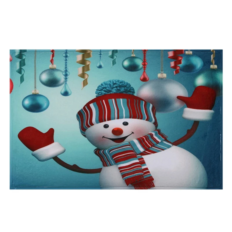 Мягкий коралловый флис Рождественский Снеговик коврики ковер Противоскользящий моющийся бегунок коврик подстилка, напольный коврик - Цвет: 40X120 cm