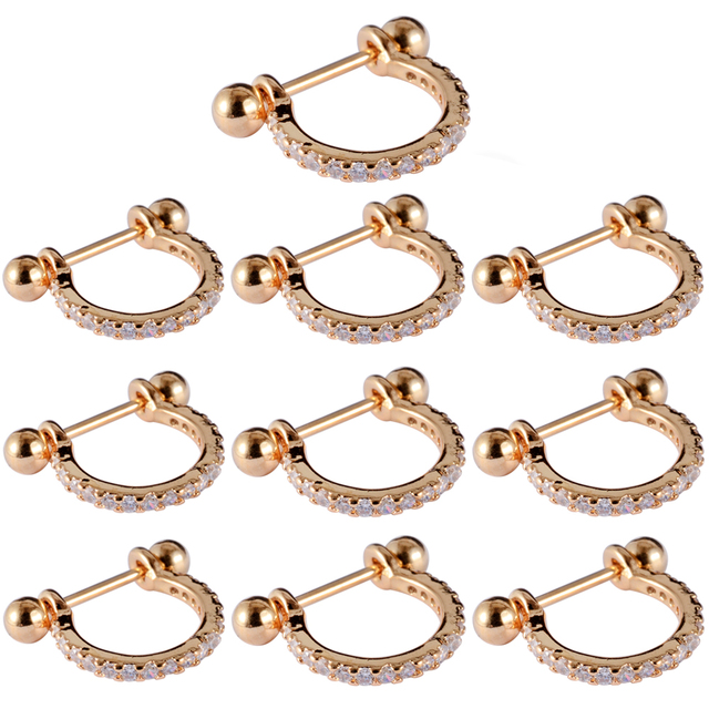 Surgical Steel Barbell CZ Gem Hoop Ear Tragus Cartilage Helix Earrings Ear Studs Ear Cuff Rook Woman Lobe Piercing Jewelry