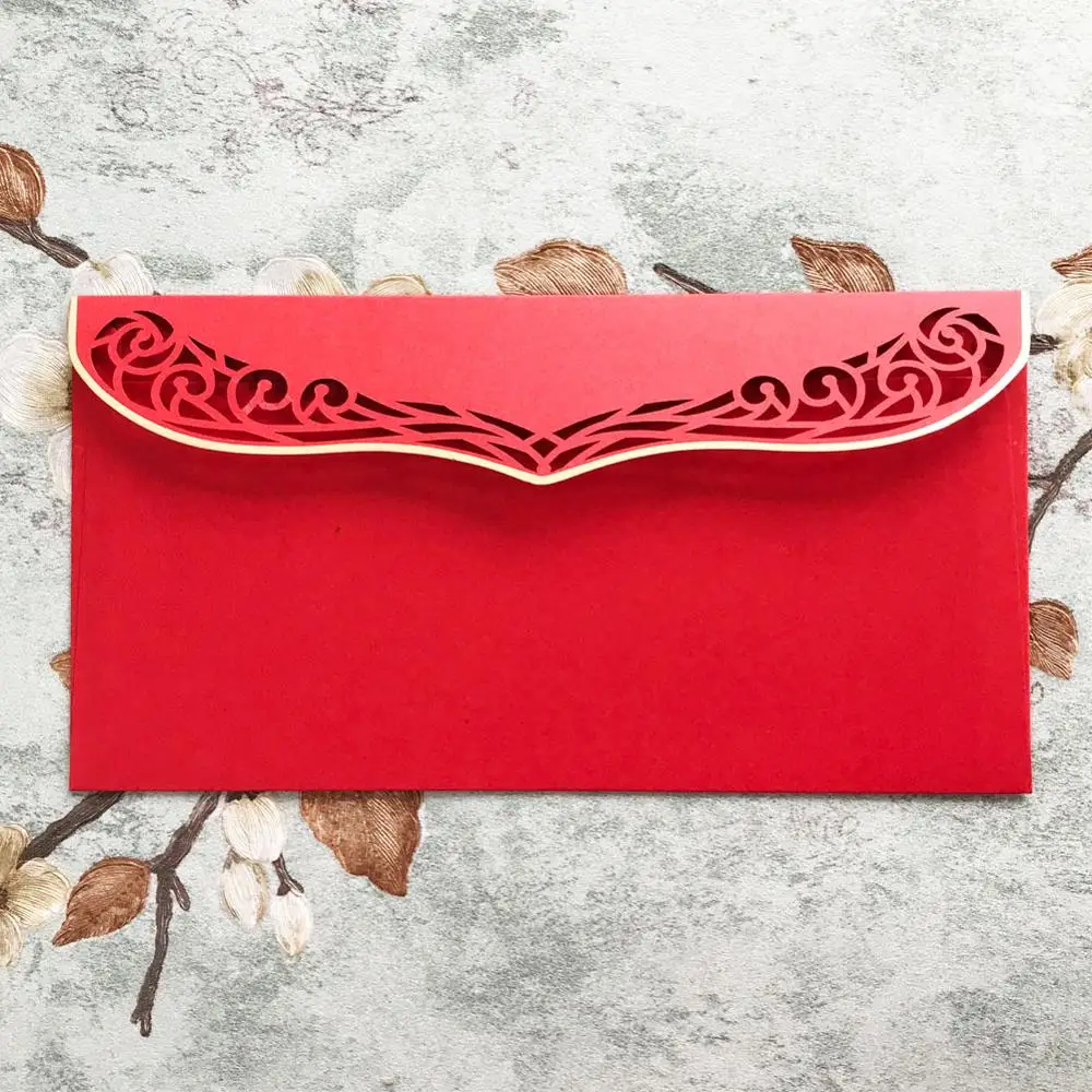 25pcs/lot Red Envelope Hot Stamping Wedding Invitation Card Festival Greeting Pure Color | Дом и сад